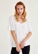 Bayan Beyaz Uzun Basic Tişört