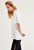 Bayan Beyaz Uzun Basic Tişört