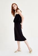 Bayan Siyah Straplez Uzun Elbise