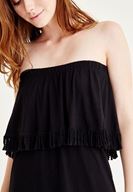 Bayan Siyah Straplez Uzun Elbise