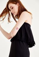 Bayan Siyah Straplez Uzun Elbise