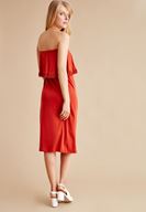 Bayan Kırmızı Straplez Uzun Elbise