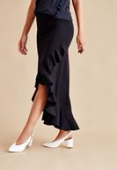 Bayan Siyah Kruvaze Kesim Etek