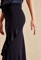 Bayan Siyah Kruvaze Kesim Etek