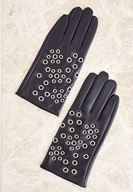 Bayan Siyah Kuş Gözü Detaylı Eldiven