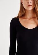 Bayan Siyah U Yaka Triko Kazak