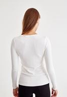 Bayan Krem U Yaka Triko Kazak