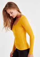 Bayan Sarı U Yaka Triko Kazak
