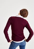 Bayan Bordo V Yaka Uzun Kollu Triko