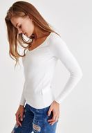 Bayan Krem V Yaka Uzun Kollu Triko