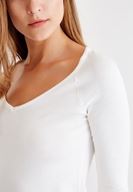 Bayan Krem V Yaka Uzun Kollu Triko