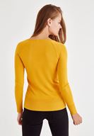 Bayan Sarı V Yaka Uzun Kollu Triko