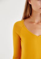 Bayan Sarı V Yaka Uzun Kollu Triko