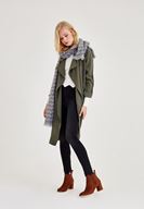 Bayan Gri Zigzag Desenli Püskül Detaylı Şal