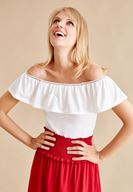 Bayan Krem Düşük Omuz Bluz