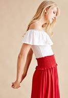 Bayan Krem Düşük Omuz Bluz