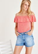 Bayan Kırmızı Düşük Omuz Bluz