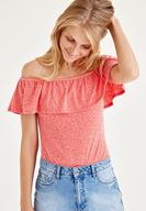 Bayan Kırmızı Düşük Omuz Bluz