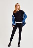 Bayan Siyah Lastikli Tayt 