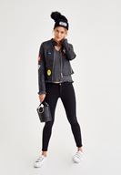 Bayan Siyah Dar Paça Düşük Bel Pantolon