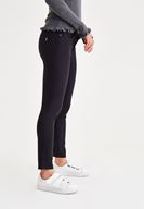 Bayan Siyah Dar Paça Düşük Bel Pantolon