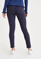 Bayan Lacivert Dar Paça Düşük Bel Pantolon