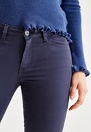 Bayan Lacivert Dar Paça Düşük Bel Pantolon