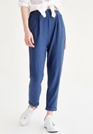 Bayan Çok Renkli Kısa Paça Çizgili Pantolon