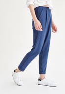 Bayan Çok Renkli Kısa Paça Çizgili Pantolon