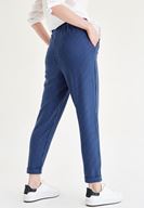 Bayan Çok Renkli Kısa Paça Çizgili Pantolon