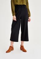 Bayan Siyah Beli Lastik Detaylı Bol Pantolon