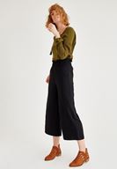 Bayan Siyah Beli Lastik Detaylı Bol Pantolon