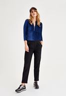 Bayan Siyah Şerit Detaylı Cepli Bol Pantolon