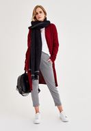 Bayan Bordo Uzun Kollu Cepli Hırka