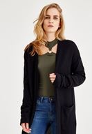 Bayan Siyah Uzun Kollu Cepli Hırka