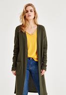 Bayan Yeşil Uzun Kollu Cepli Hırka