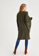 Bayan Yeşil Uzun Kollu Cepli Hırka