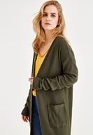 Bayan Yeşil Uzun Kollu Cepli Hırka