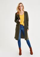 Bayan Yeşil Uzun Kollu Cepli Hırka