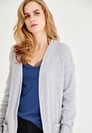 Bayan Gri Uzun Kollu Cepli Hırka