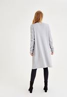 Bayan Gri Uzun Kollu Cepli Hırka