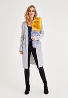 Bayan Gri Uzun Kollu Cepli Hırka