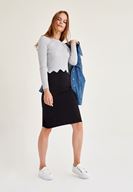 Bayan Siyah Arka Yırtmaçlı Kalem Etek