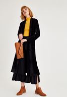 Bayan Siyah Paçası Pili Detaylı Pantolon