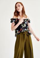 Bayan Çok Renkli Askılı Düşük Omuzlu Bluz