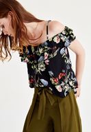 Bayan Çok Renkli Askılı Düşük Omuzlu Bluz