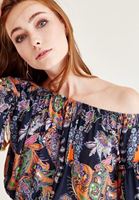 Bayan Çok Renkli Çiçek Baskılı Bluz