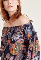 Bayan Çok Renkli Çiçek Baskılı Bluz