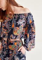 Bayan Çok Renkli Çiçek Baskılı Bluz