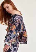 Bayan Çok Renkli Çiçek Baskılı Bluz